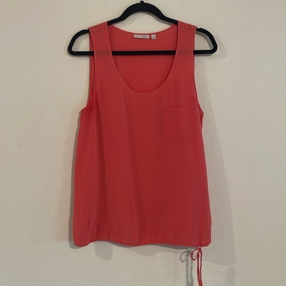Halogen Women’s Tank Top Medium Pink 100% Silk Lightweight Tie Waist Coastal